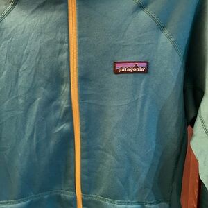 Patagonia Hoodie Jacket Womens Medium Teal Polartec Power Stretch Zip Fleece